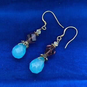 💛 925  Swarovski Crystal & Aquamarine Bricolet Earrings